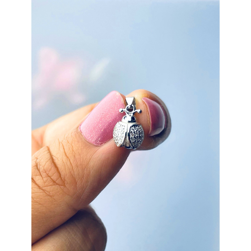 925 Silber Damen Medaillon Anhänger Marienkäfer mit Zirkonia