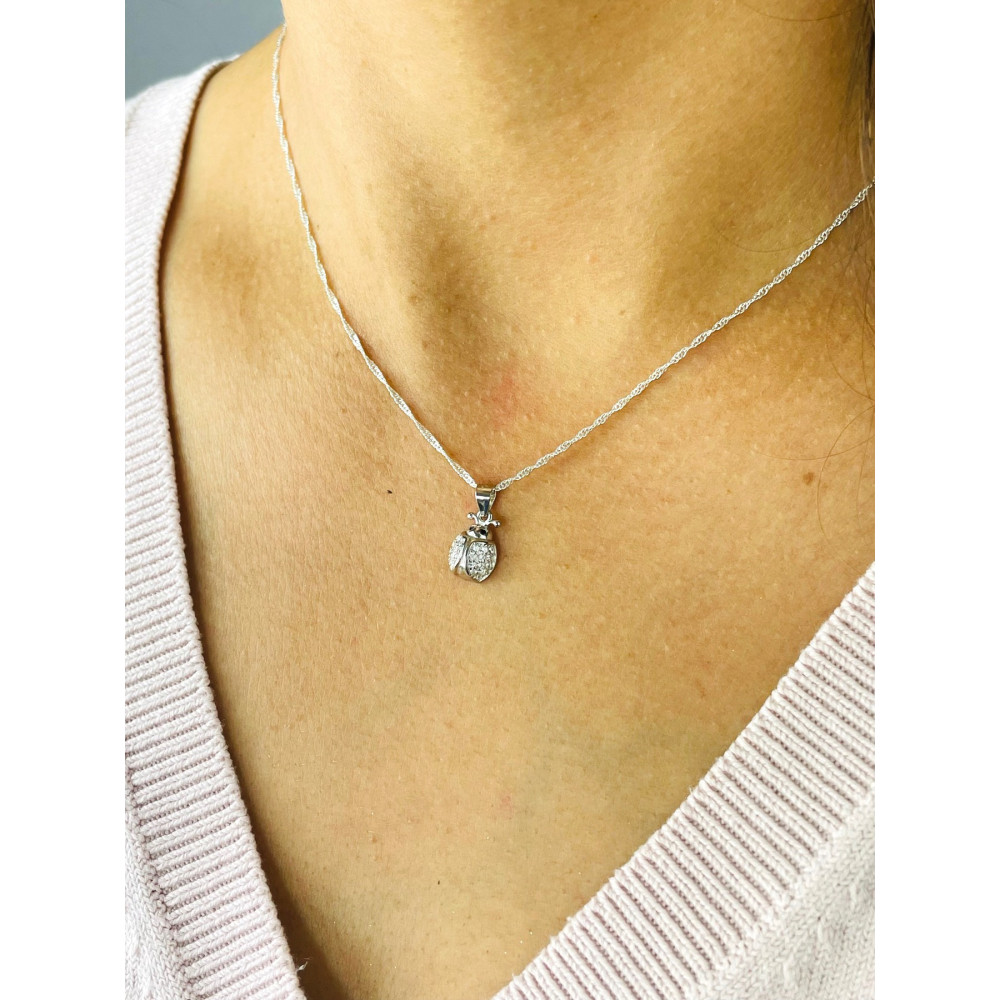 925 Silber Damen Medaillon Anhänger Marienkäfer mit Zirkonia