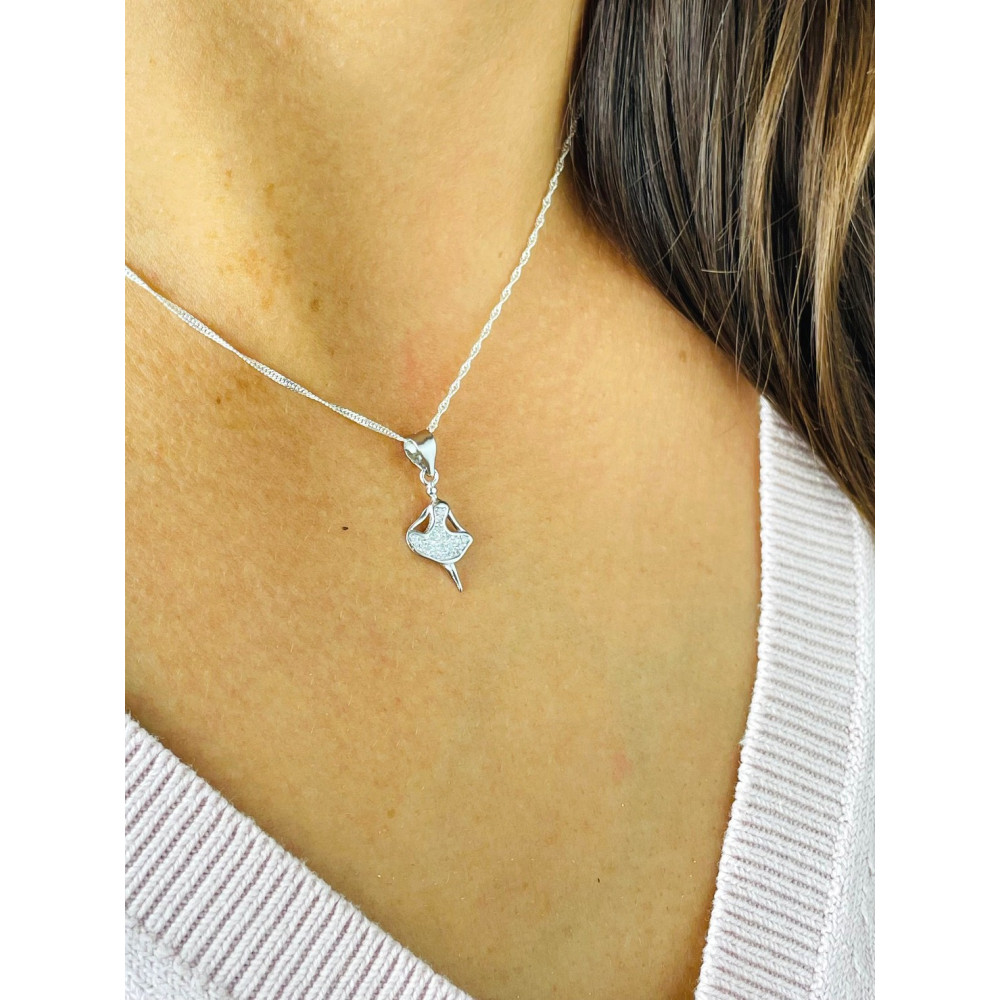 Ballerina 925 Silber Damen Medaillon Anhänger mit Zirkonia