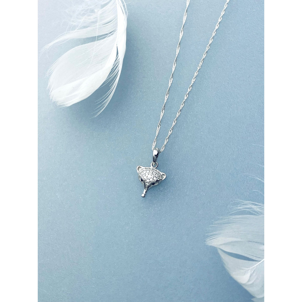 Fuchs 925 Silber Damen Medaillon Anhänger mit Zirkonia