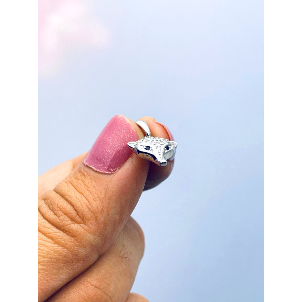 Fuchs 925 Silber Damen Medaillon Anhänger mit Zirkonia