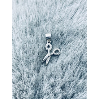 Schere 925 Silber Damen Medaillon Anhänger mit Zirkonia