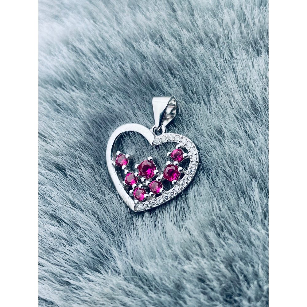 925 Silber Damen Medaillon Anhänger Herz mit Zirkonia