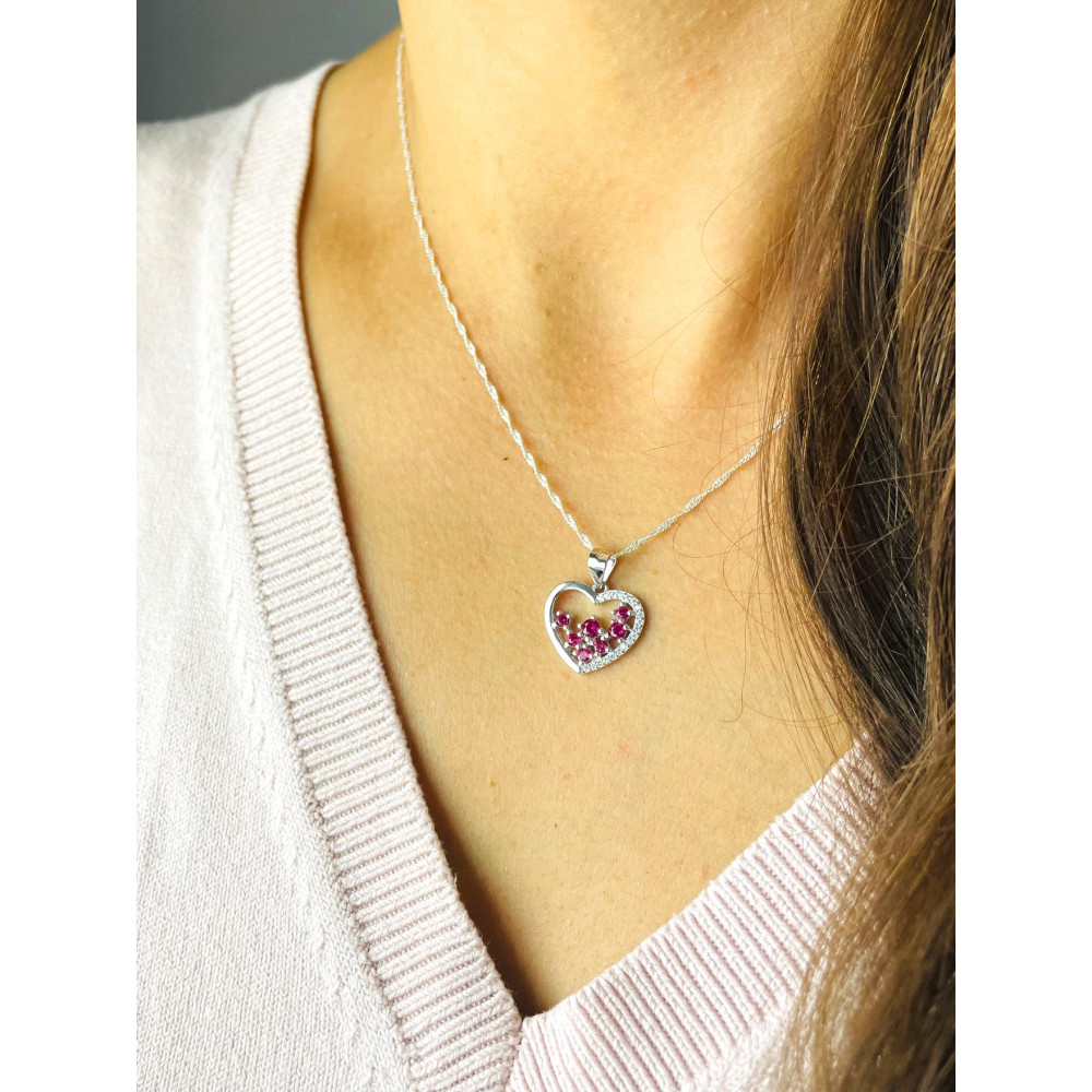 925 Silber Damen Medaillon Anhänger Herz mit Zirkonia