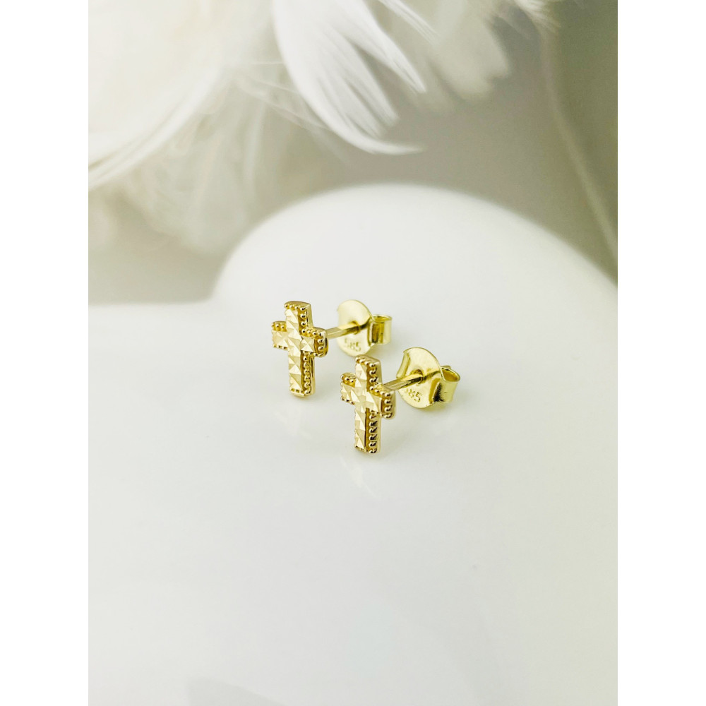 Ohrringe Kreuz Ohrhänger Ohrstecker Ohrschmuck Gelbgold Paar