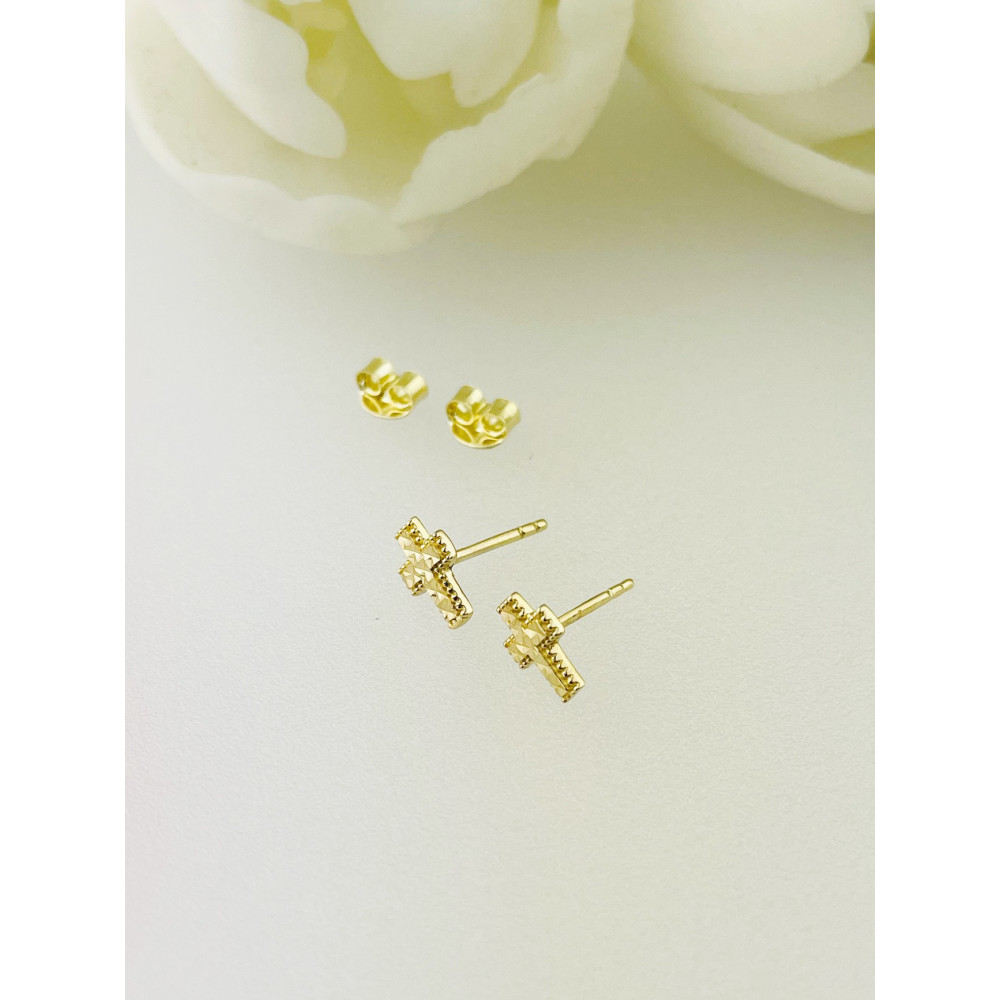 copy of Złote kolczyki kuleczki z cyrkoniami dwukolorowe