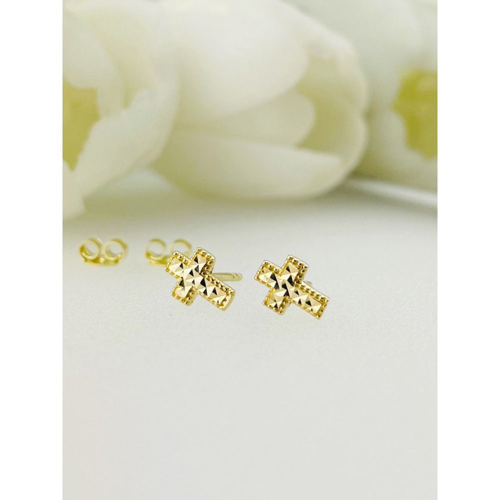 Ohrringe Kreuz Ohrhänger Ohrstecker Ohrschmuck Gelbgold Paar