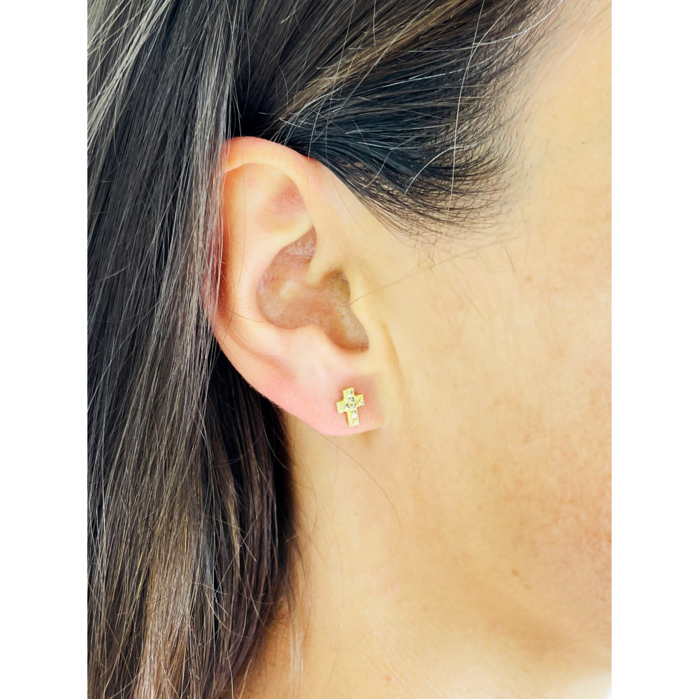 Ohrringe Kreuz Ohrhänger Ohrstecker Ohrschmuck Gelbgold Paar