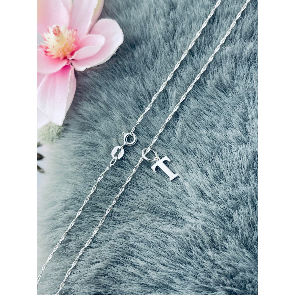 925 Silber Anhänger Buchstabe T Alphabet