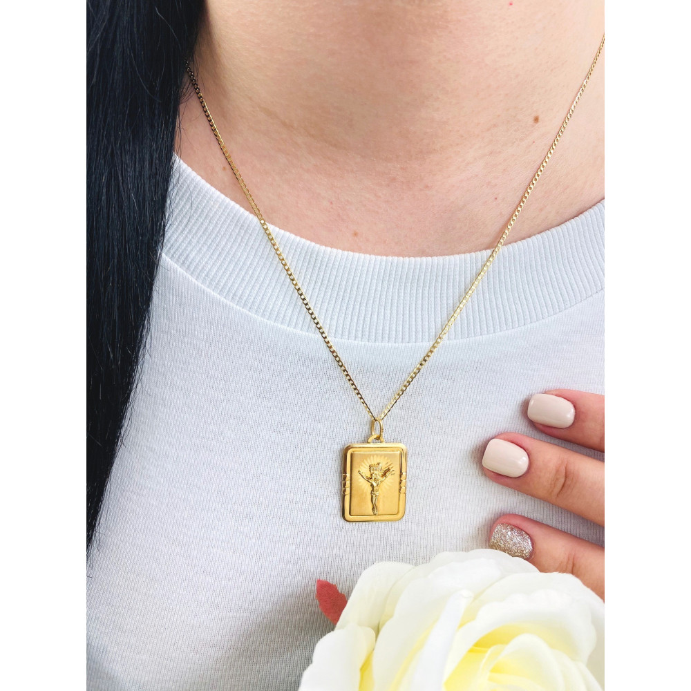 Złoty Medalik Zawieszka Pan Jezus ukrzyżowany