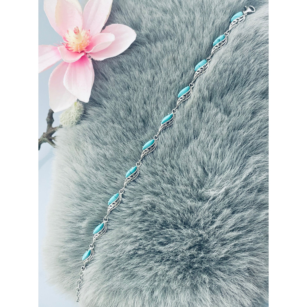 Armband 925 Silber mit türkisfarbener Stein Damen Kinder