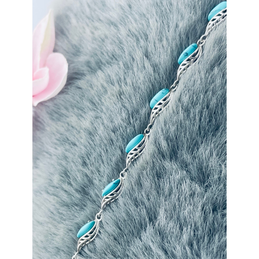 Armband 925 Silber mit türkisfarbener Stein Damen Kinder