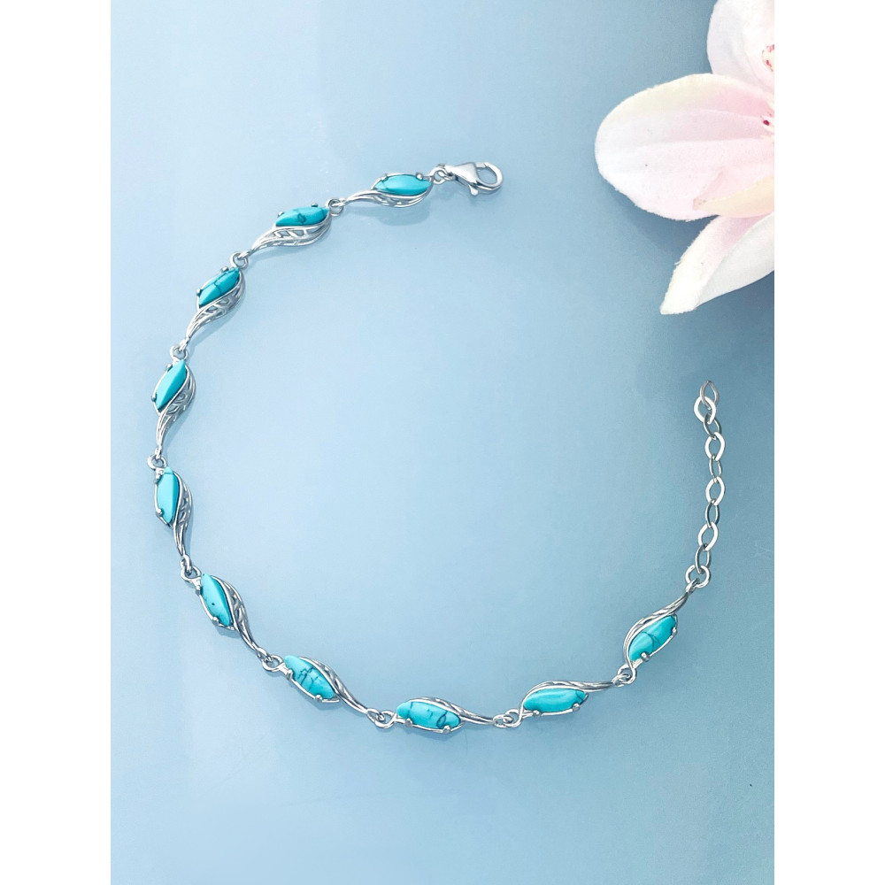 Armband 925 Silber mit türkisfarbener Stein Damen Kinder