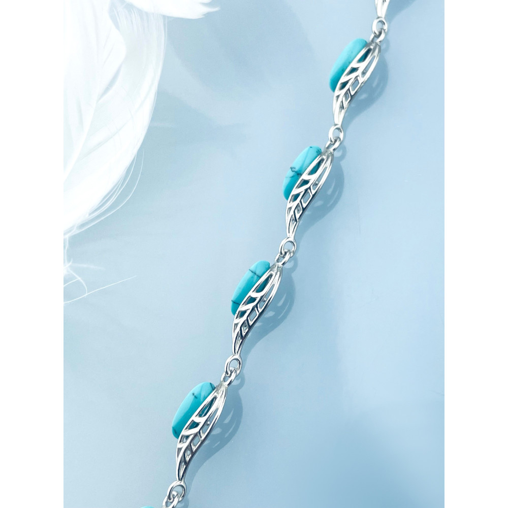 Armband 925 Silber mit türkisfarbener Stein Damen Kinder