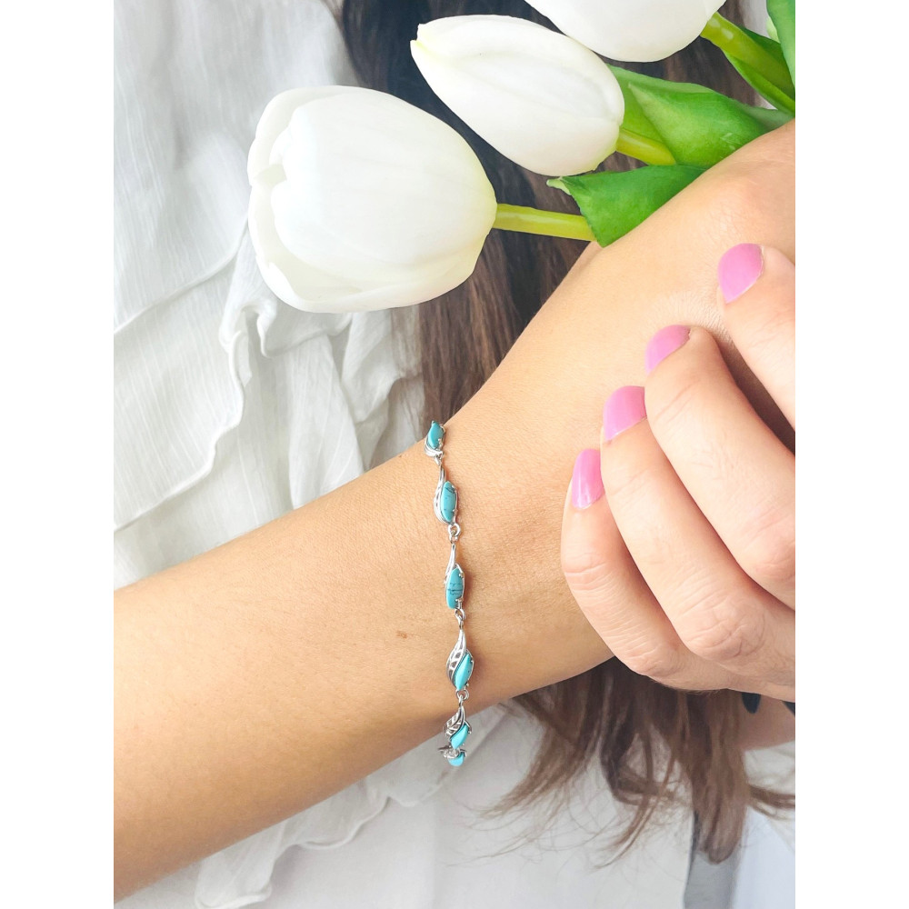Armband 925 Silber mit türkisfarbener Stein Damen Kinder