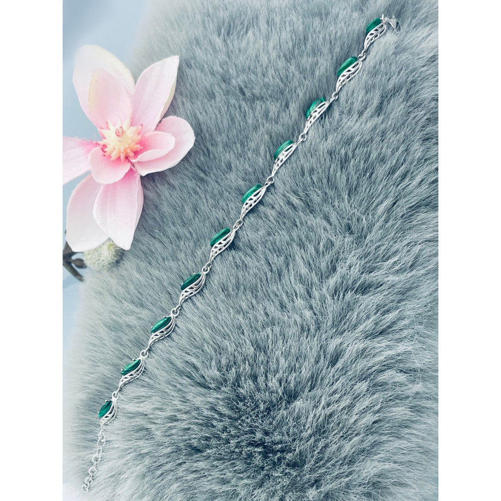 Armband 925 Silber mit Malachit Stein Damen Kinder