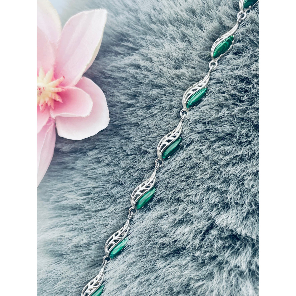 Armband 925 Silber mit Malachit Stein Damen Kinder