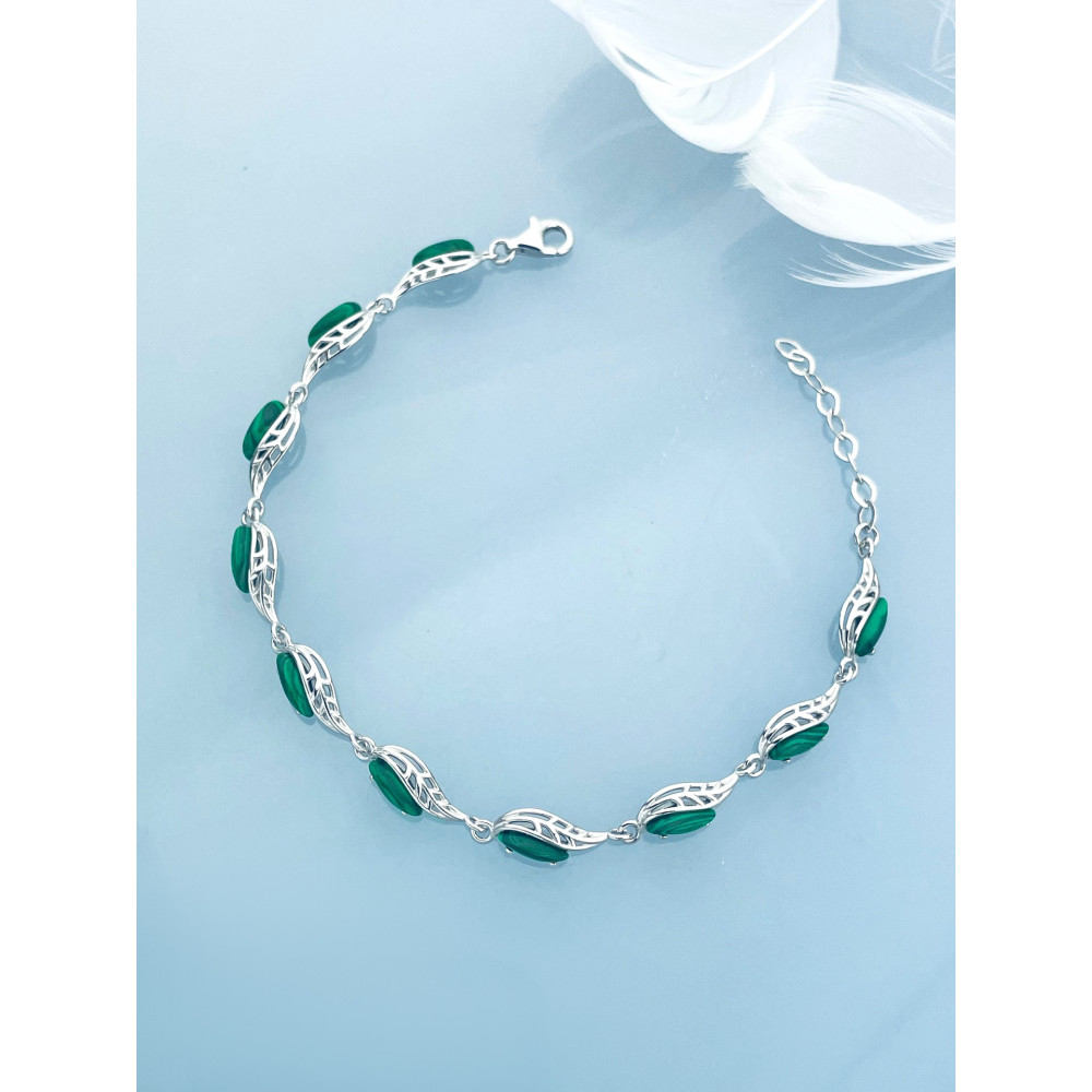 Armband 925 Silber mit Malachit Stein Damen Kinder