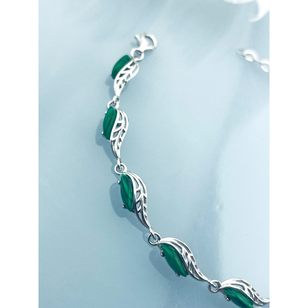 Armband 925 Silber mit Malachit Stein Damen Kinder