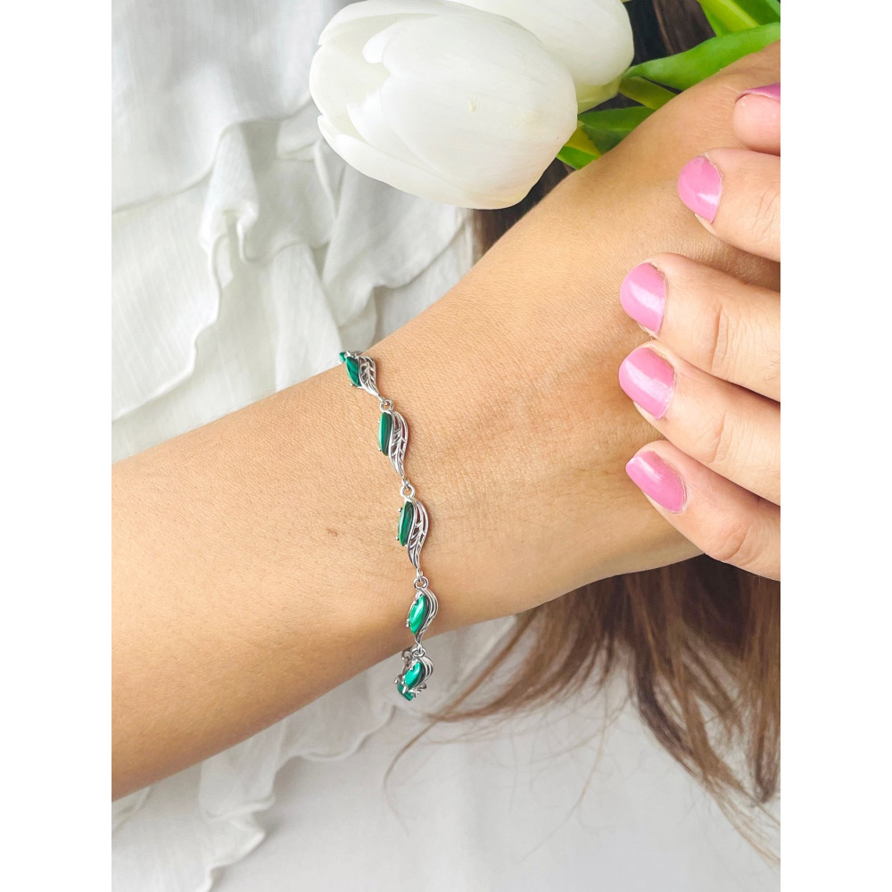 Armband 925 Silber mit Malachit Stein Damen Kinder