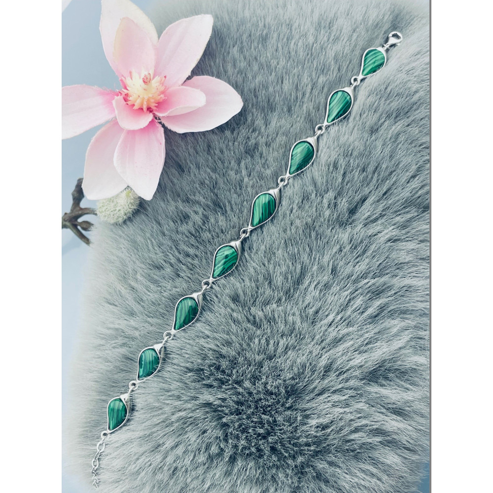 Armband 925 Silber mit Malachit Stein Damen Kinder