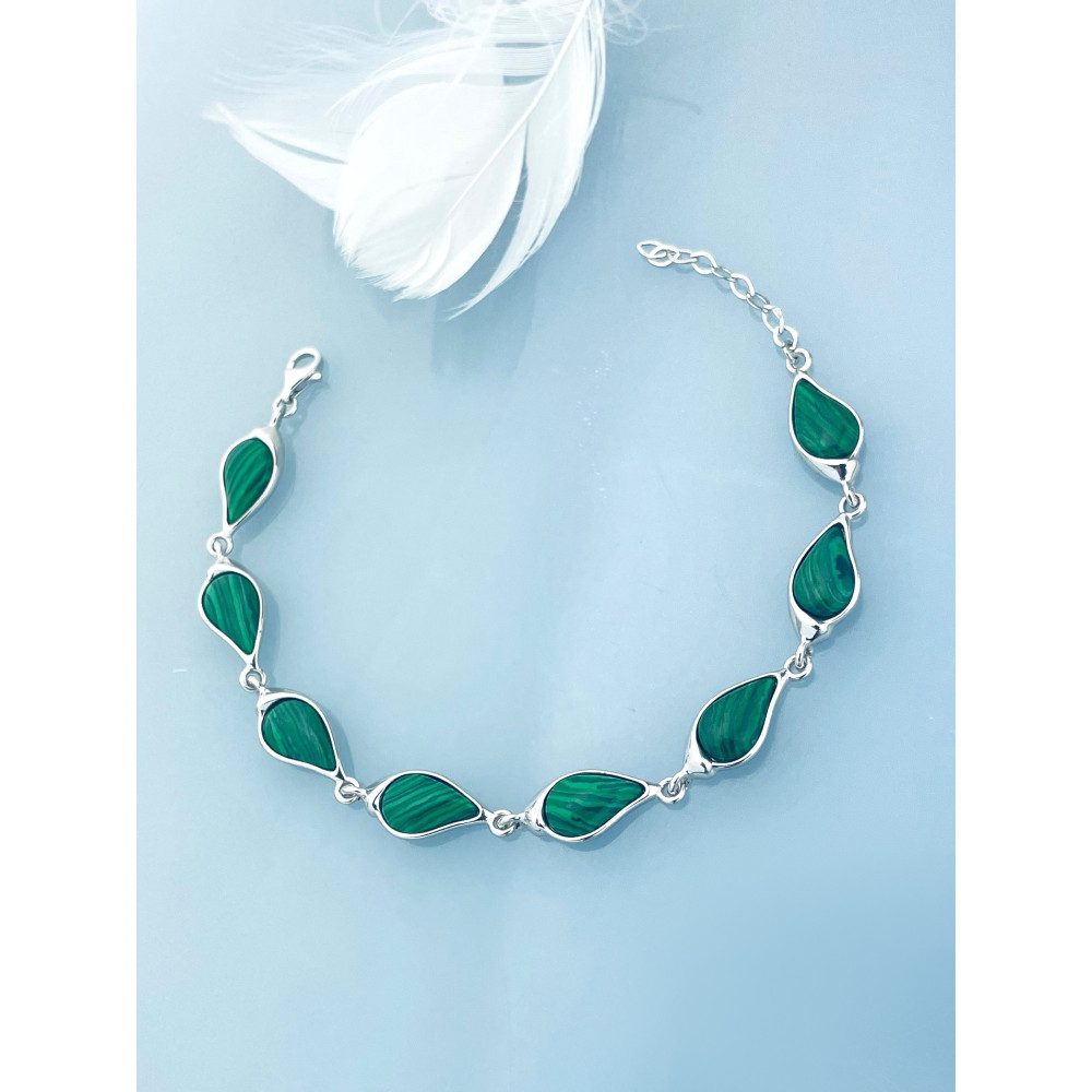 Armband 925 Silber mit Malachit Stein Damen Kinder