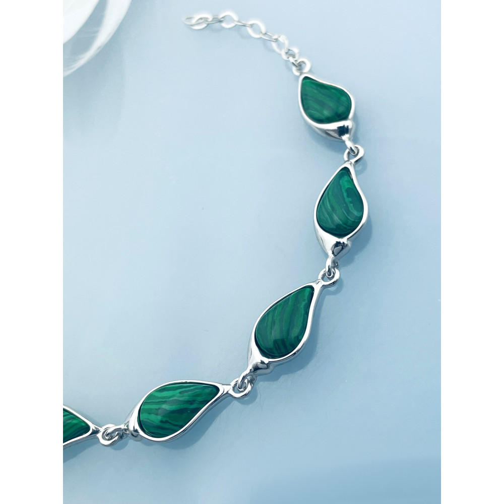 Armband 925 Silber mit Malachit Stein Damen Kinder