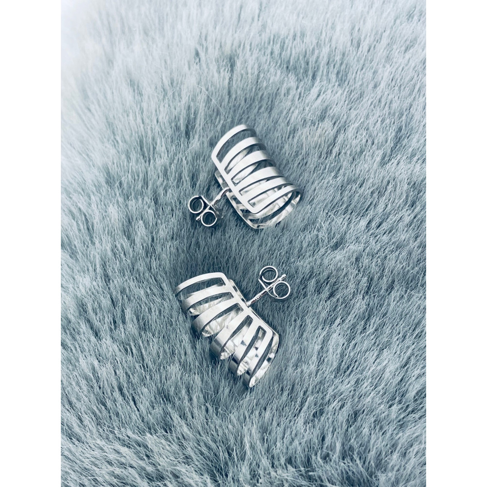 Srebrne kolczyki nausznice asymetryczne