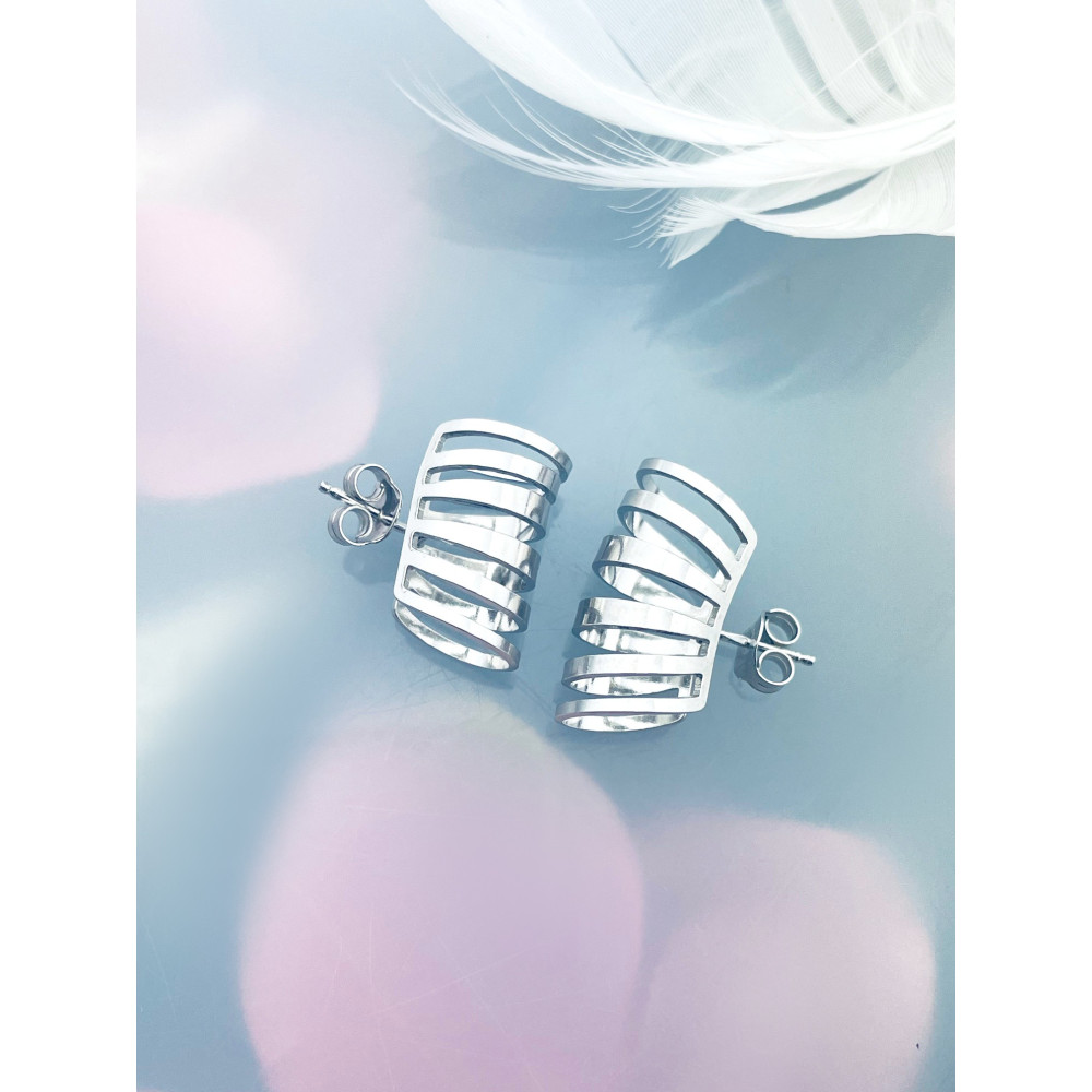 Srebrne kolczyki nausznice asymetryczne