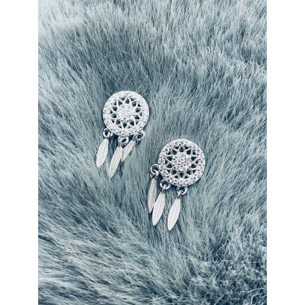 925 Silber Traumfänger Ohrringe mit Zirkonia