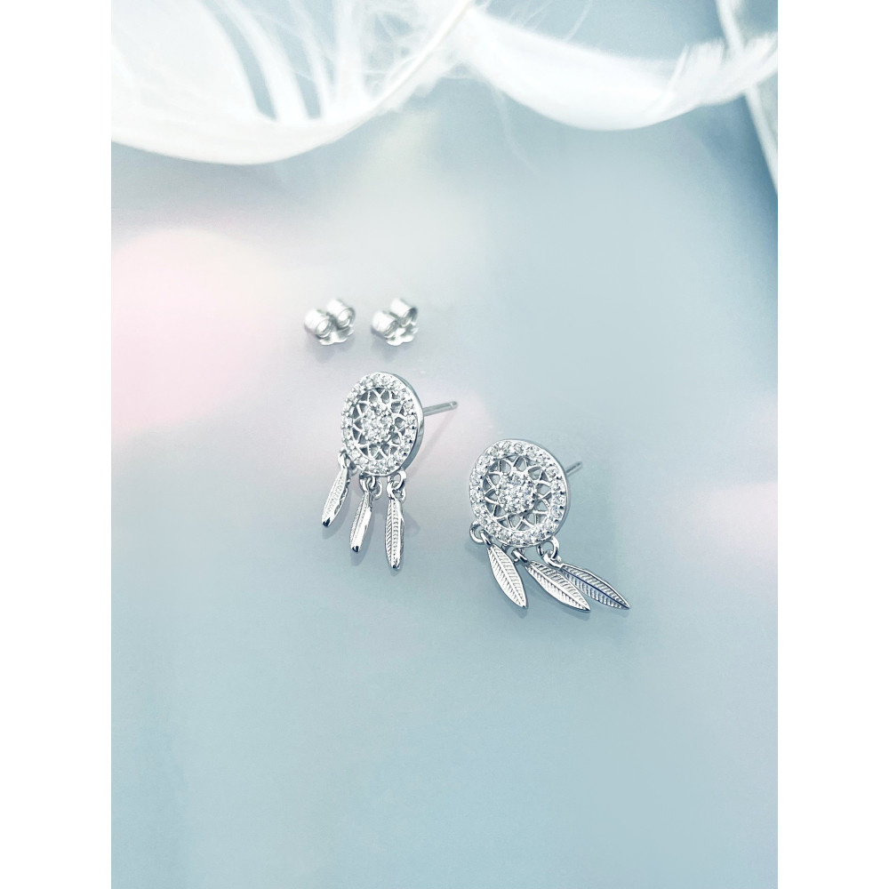925 Silber Traumfänger Ohrringe mit Zirkonia
