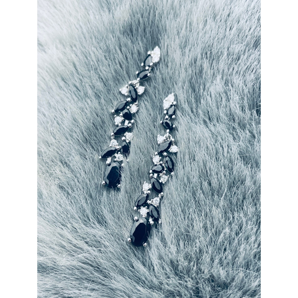 925 Silber Ohrringe mit Zirkonia und Onyx