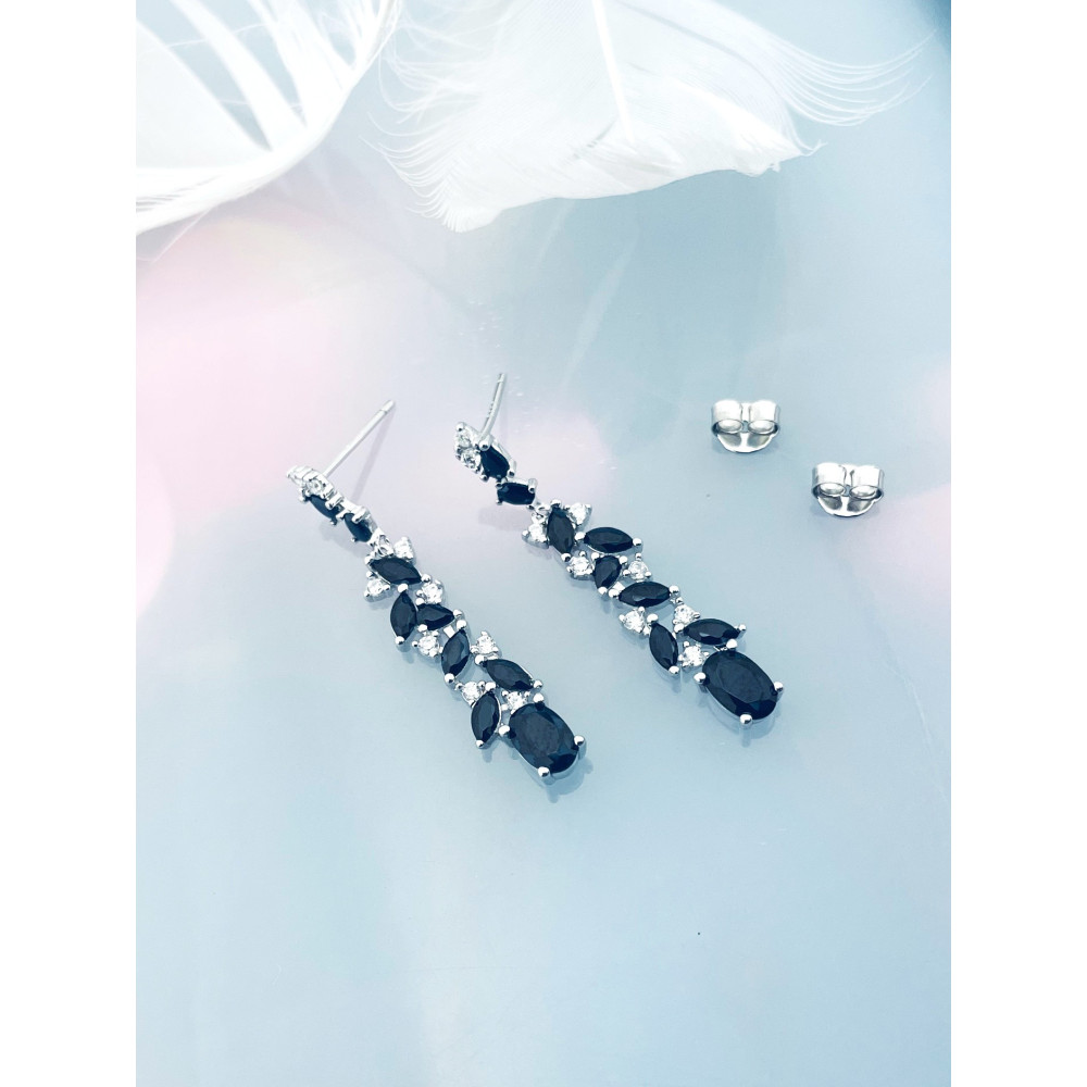 925 Silber Ohrringe mit Zirkonia und Onyx