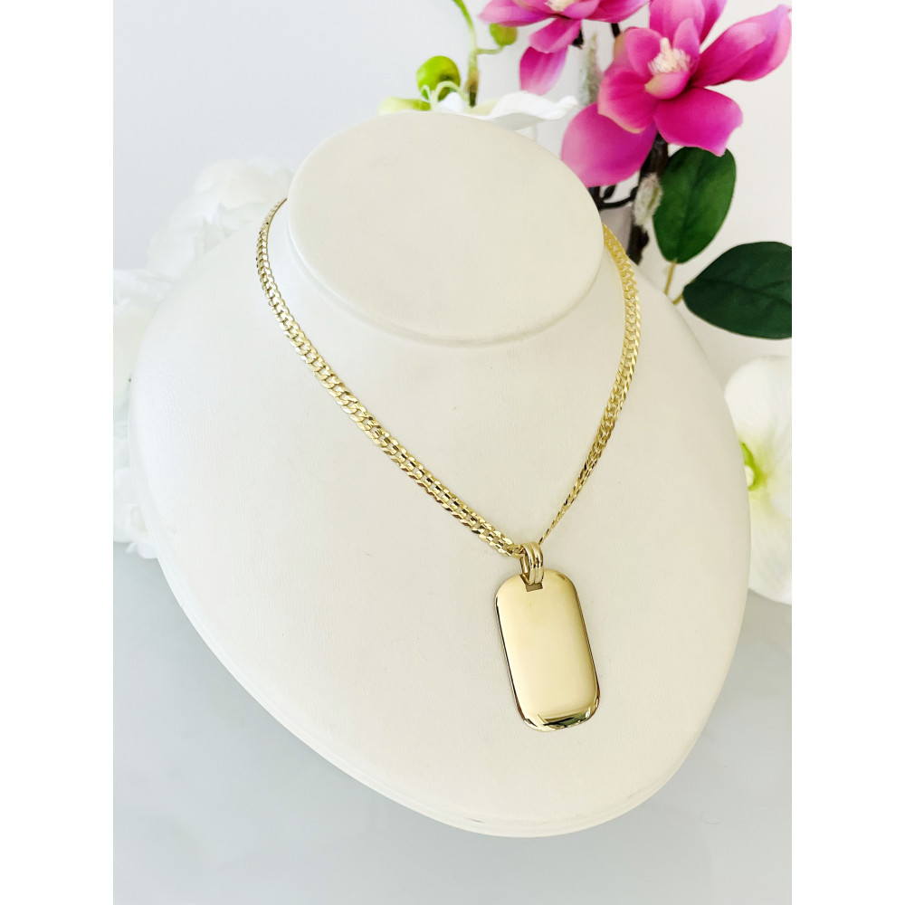 Złota zawieszka wisiorek blaszka nieśmiertelnik grawer