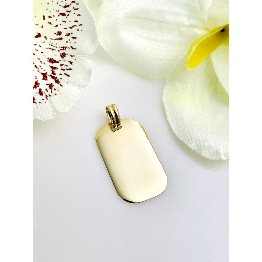 Złota zawieszka wisiorek blaszka nieśmiertelnik grawer