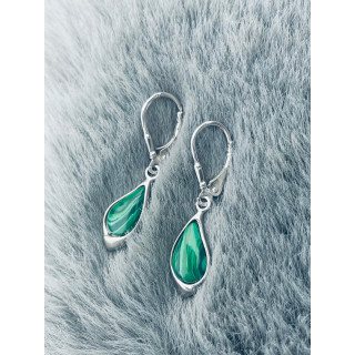 Träne 925 Silber Ohrringe mit Malachitstein