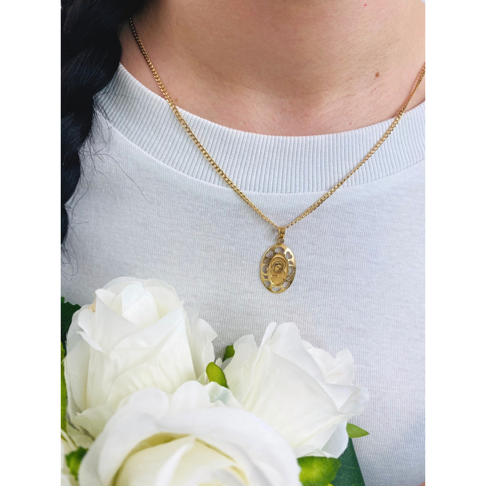 Złoty Medalik Zawieszka Matka Boska z Dzieciątkiem Jezus