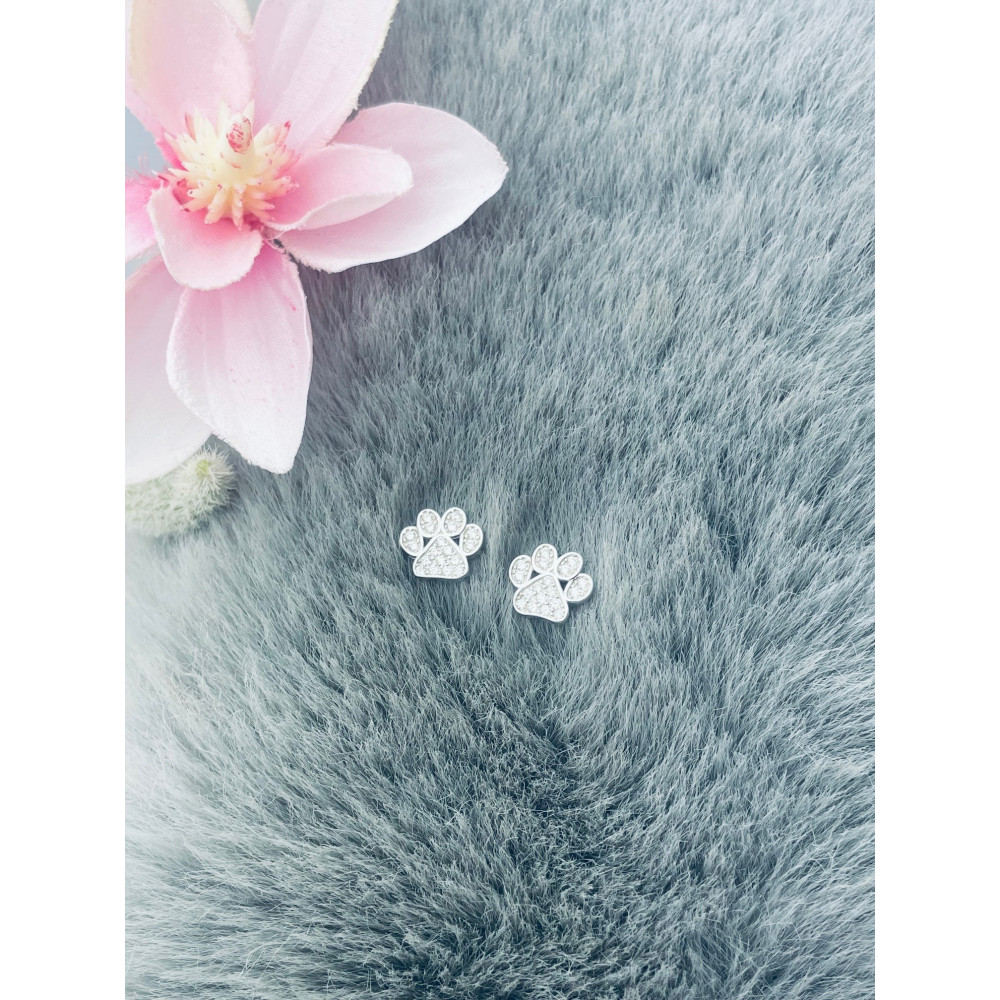 Hundetatze 925 Silber Ohrringe mit Zirkonia