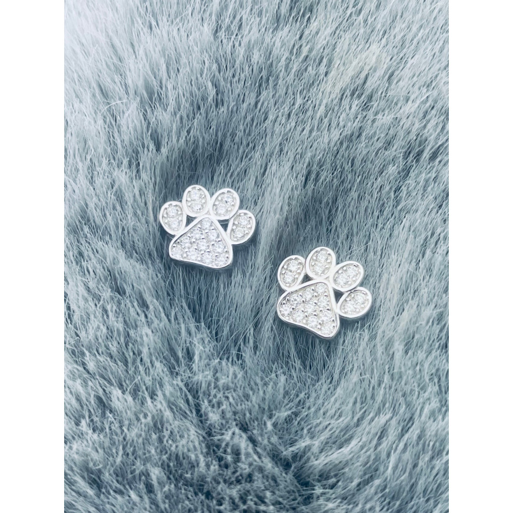 Hundetatze 925 Silber Ohrringe mit Zirkonia