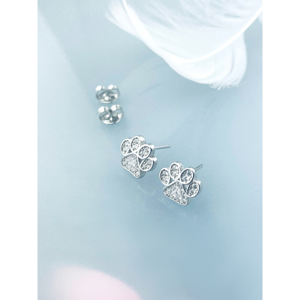 Hundetatze 925 Silber Ohrringe mit Zirkonia