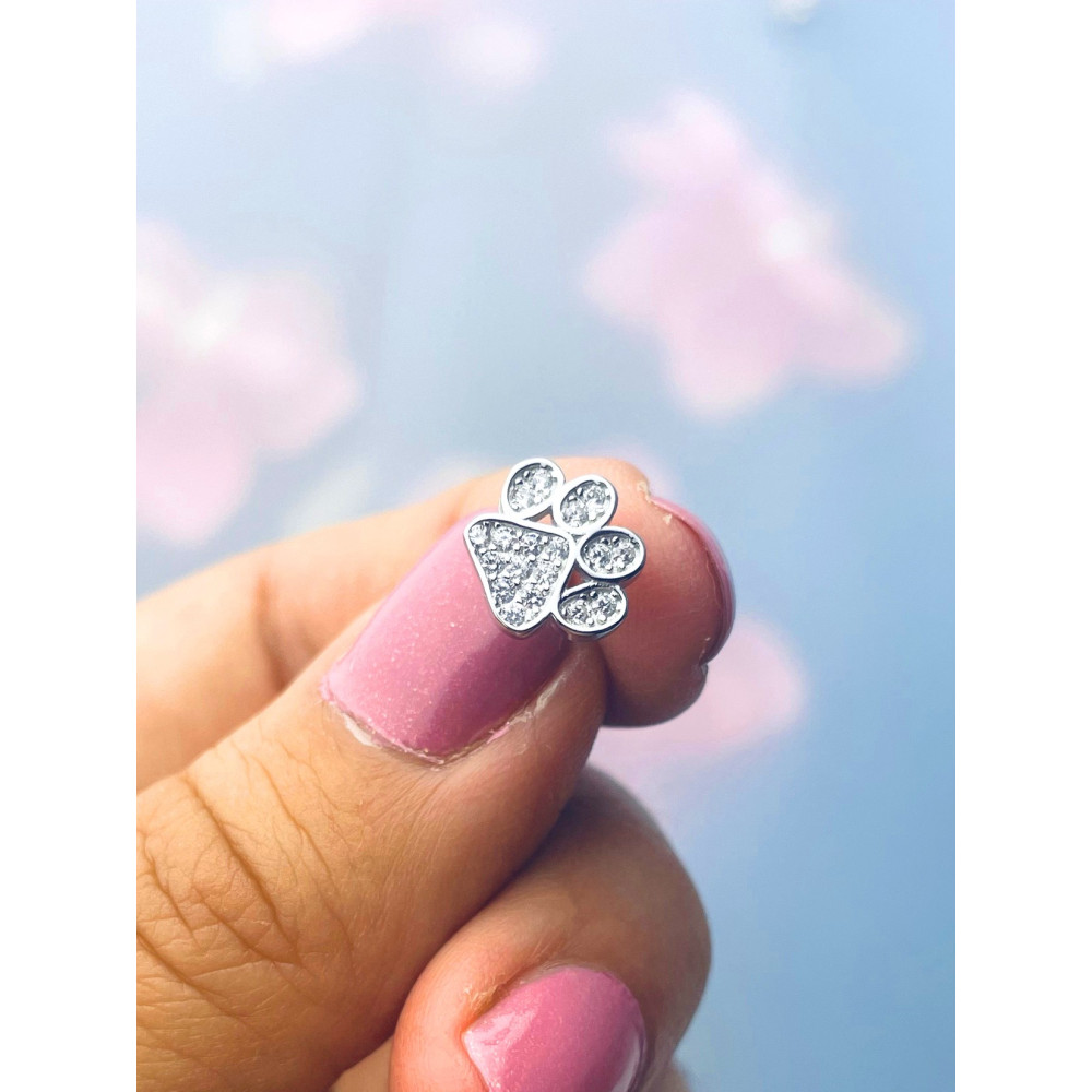 Hundetatze 925 Silber Ohrringe mit Zirkonia