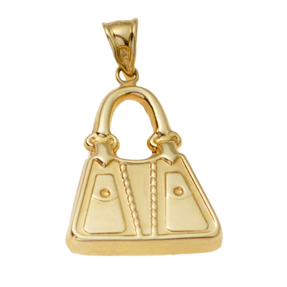 Anhänger Handtasche Kettenanhänger Bicolor Zweifarbig Gold Goldanhänger mit Zirkonia 585er 14KT