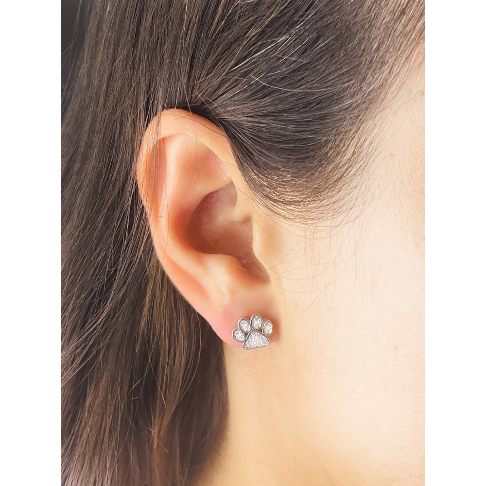 Hundetatze 925 Silber Ohrringe mit Zirkonia