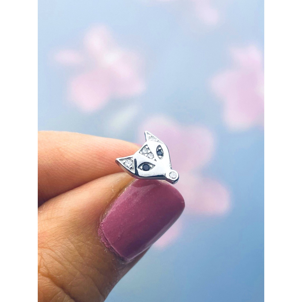 925 Silber Fuchs Ohrringe mit Zirkonia und Onyx