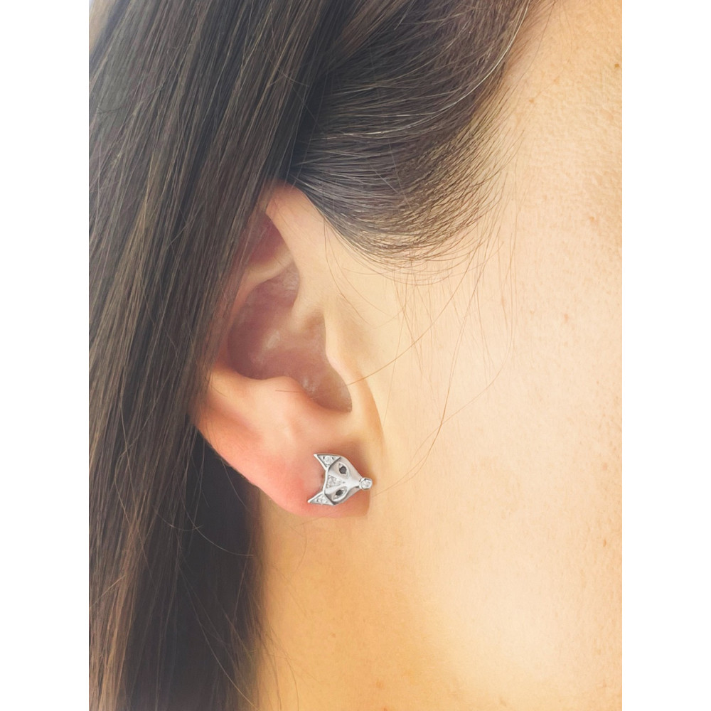 925 Silber Fuchs Ohrringe mit Zirkonia und Onyx