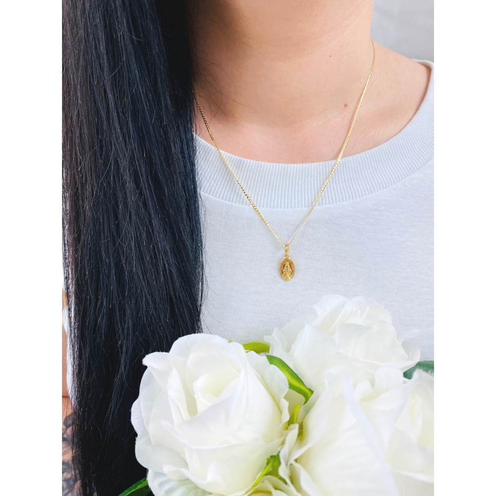 Złoty Medalik Zawieszka Matka Boska Cudowna