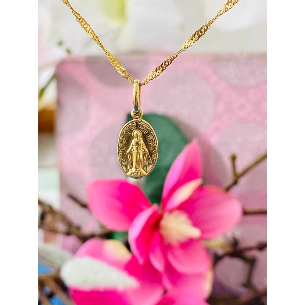 Anhänger Madonna Maria Immaculata Milagrosa Kettenanhänger Gelbgold Goldanhänger Erstkommunion