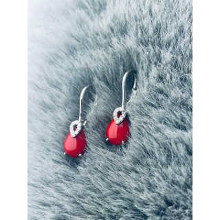 925 Silber Ohrringe mit Korallenstein und Zirkonia