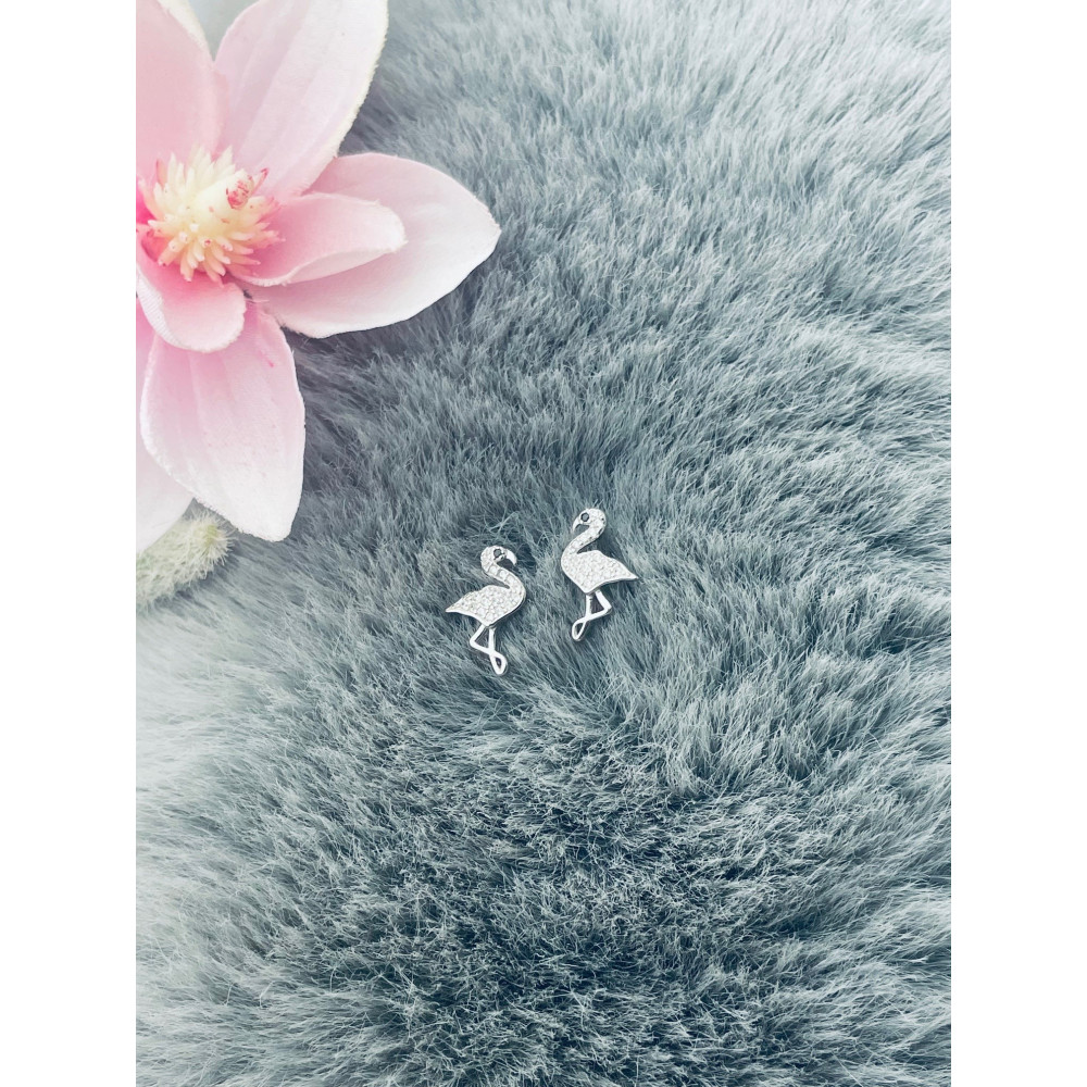 Flamingo 925 Silber Ohrringe mit Zirkonia