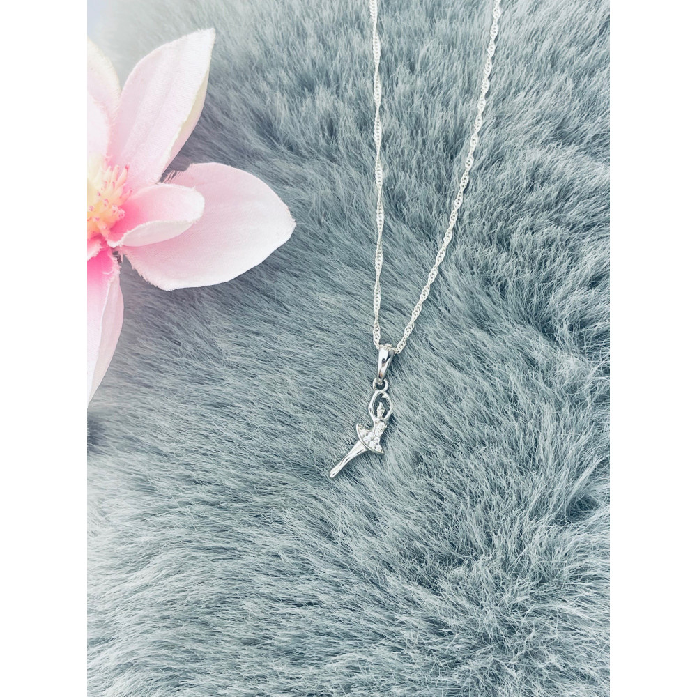 Ballerina 925 Silber Damen Medaillon Anhänger mit Zirkonia